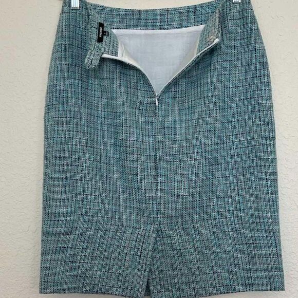 Premise Women's Short Straight Woven Tweed Zip Closure Lined Green Size 8 - Picture 6 of 10